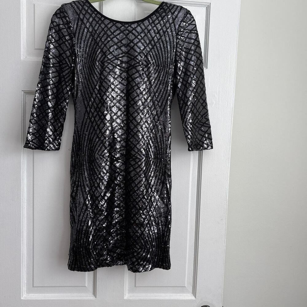 Sequin Black Mini Dress Size Large‎